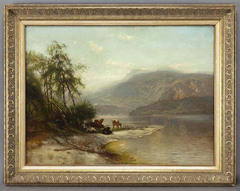 Appraisal: Arthur B Parton ''Hudson River Landscape with Cow''oil on canvas