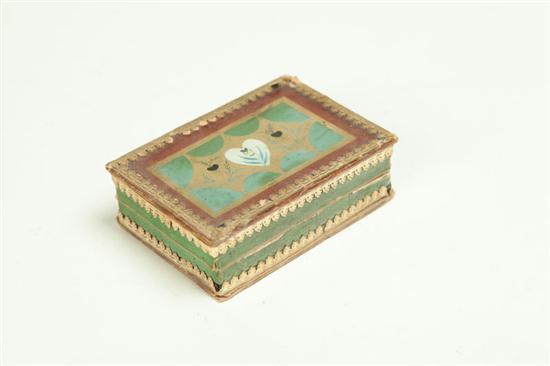 Appraisal: SEWING BOX American nd half- th century Pasteboard box velvet