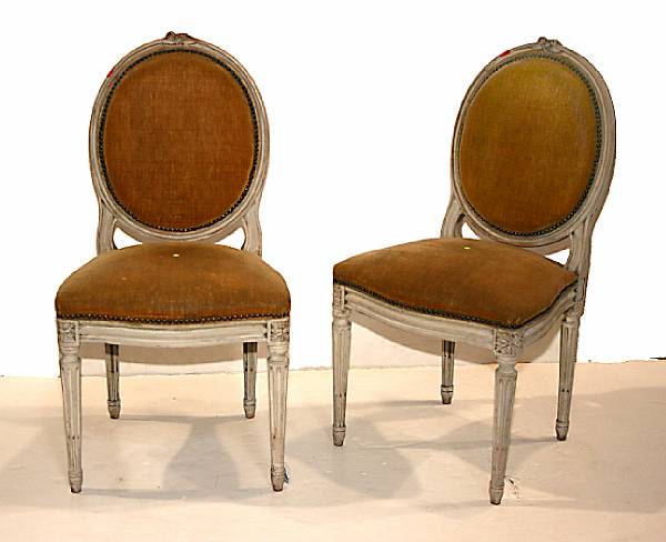 Appraisal: Six Louis XVI style painted side chairs mid th century