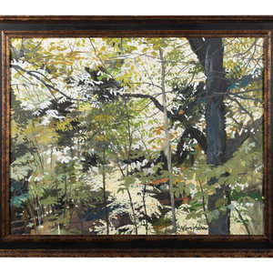 Appraisal: Dan Wingren American - Woods oil on canvas signed Wingren