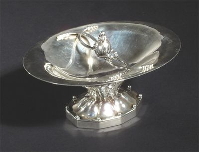 Appraisal: A Georg Jensen silver pedestal dish stamped marks cm long