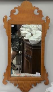 Appraisal: Tiger maple Chippendale style mirror ht in Tiger maple Chippendale