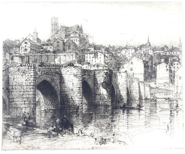 Appraisal: HEDLEY FITTON - Pont St Etienne Limoges etching pencil signed