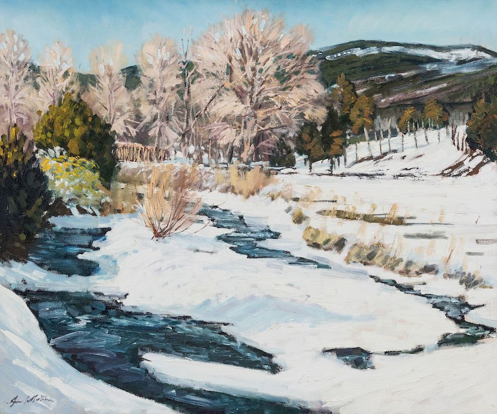 Appraisal: A LATE TH C IMPRESSIONIST LANDSCAPE IN SNOW Mountain Stream