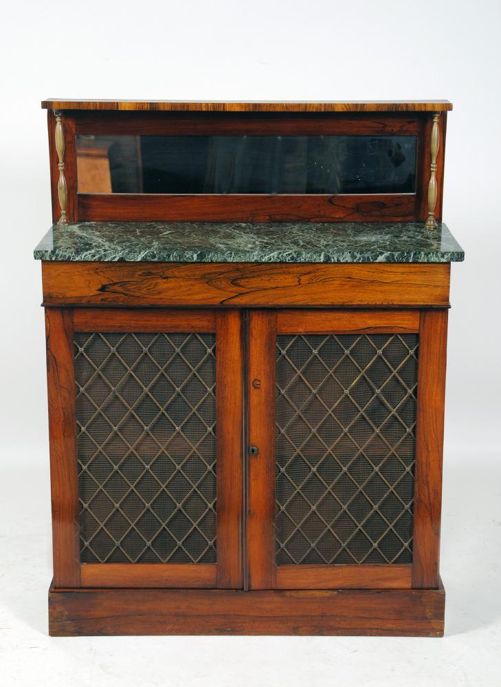 Appraisal: A ROSEWOOD MARBLE TOPPED CHIFFONIER early to mid th century