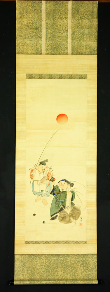 Appraisal: - Japanese Scroll Painting of Ebisu and Daikoku Scroll painting