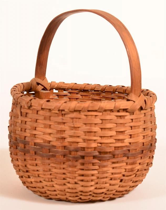 Appraisal: Woven Splint Work Basket th Early th Century Woven Splint