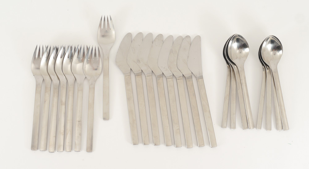 Appraisal: GEORG JENSEN TANAQUIL STAINLESS FLATWARE SET pieces in the Tanaquil