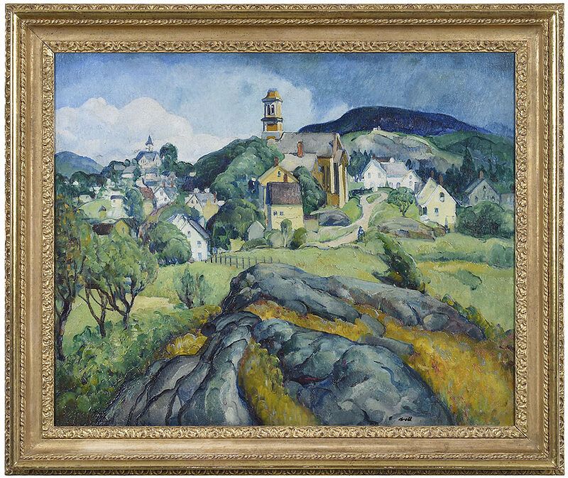 Appraisal: Leon Kroll American - Village on the Hill Rockport Maine