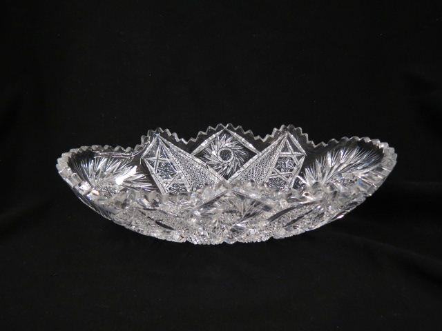 Appraisal: Cut Glass Oval Bowl or Celery Dish brilliant period pinwheel