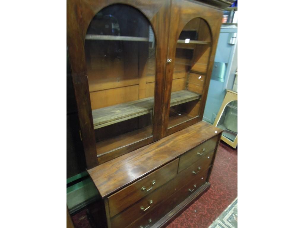 Appraisal: A th century mahogany and pine sided bookcase chest with