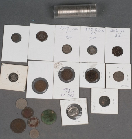 Appraisal: Obsolete Coin Lot Including dateless large cents small motto two-cent