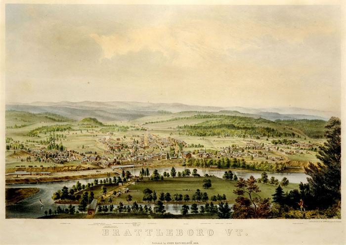 Appraisal: BRATTLEBORO VT Handcolored lithograph by J H Bufford after an