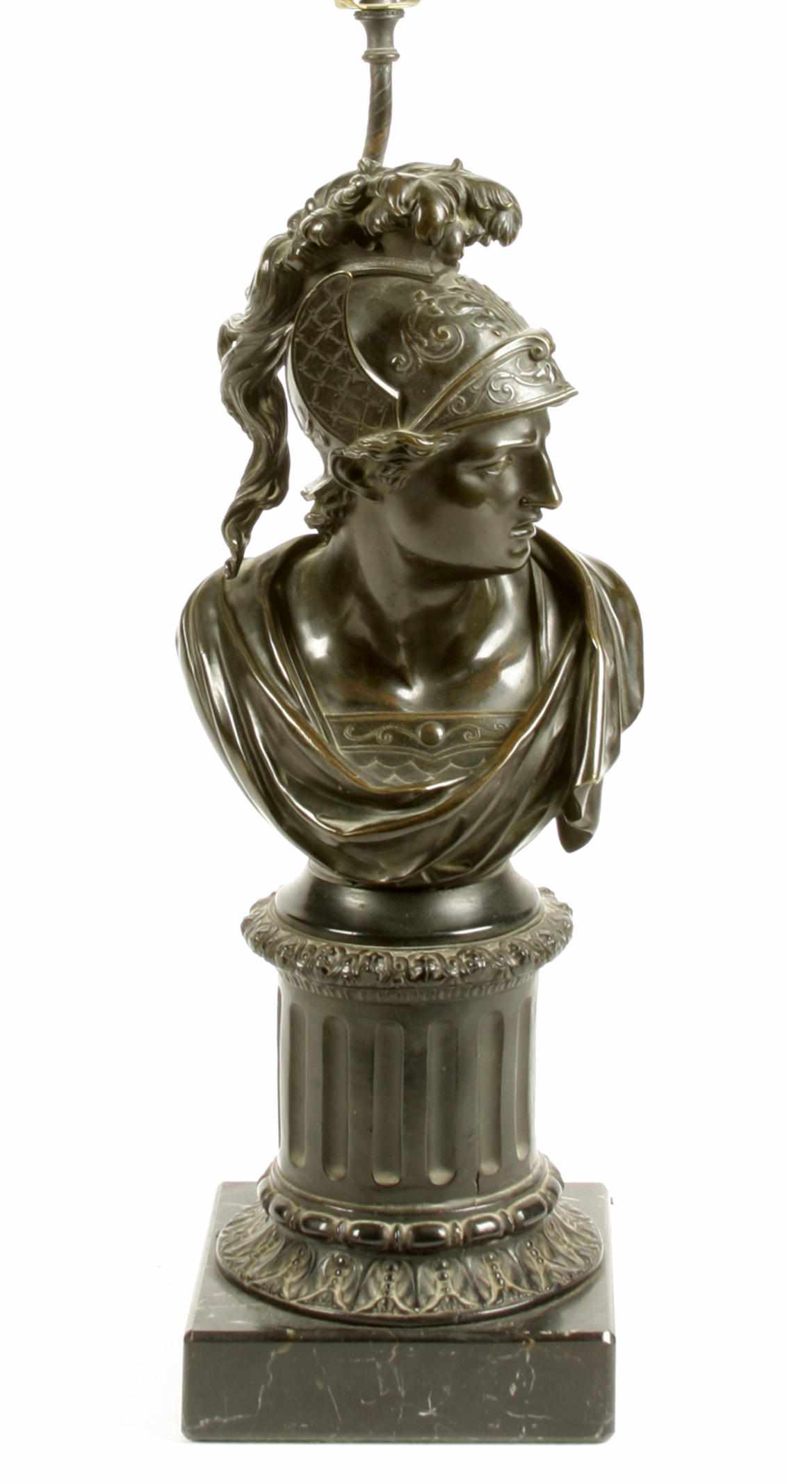 Appraisal: A French patinated bronze and marble bust of Mercury now