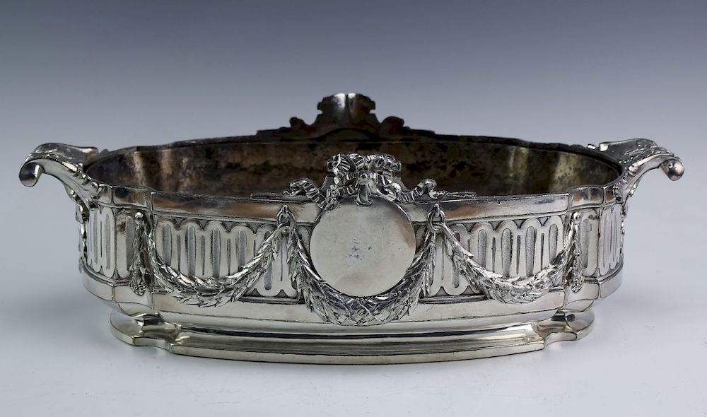 Appraisal: Ornate French Style Silver Plated Jardiniere Pot Antique ornate French