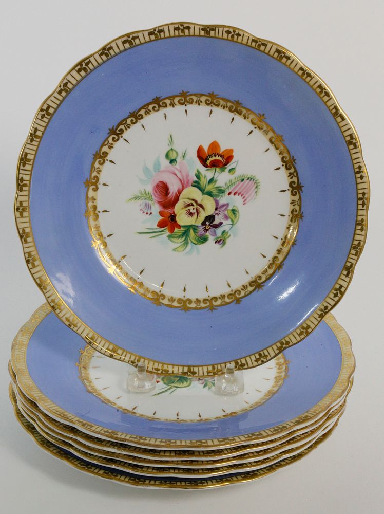 Appraisal: Set of Six French Hand Painted Floral Bouquet Luncheon Plates