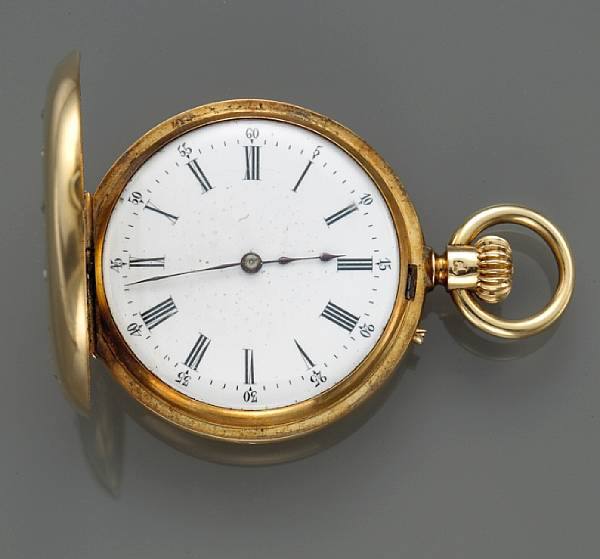 Appraisal: A Ecalle Paris A gold and diamond set demi-hunter fob