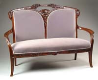 Appraisal: MAJORELLE SETTEE Fine Majorelle settee has beautiful Art Nouveau lines