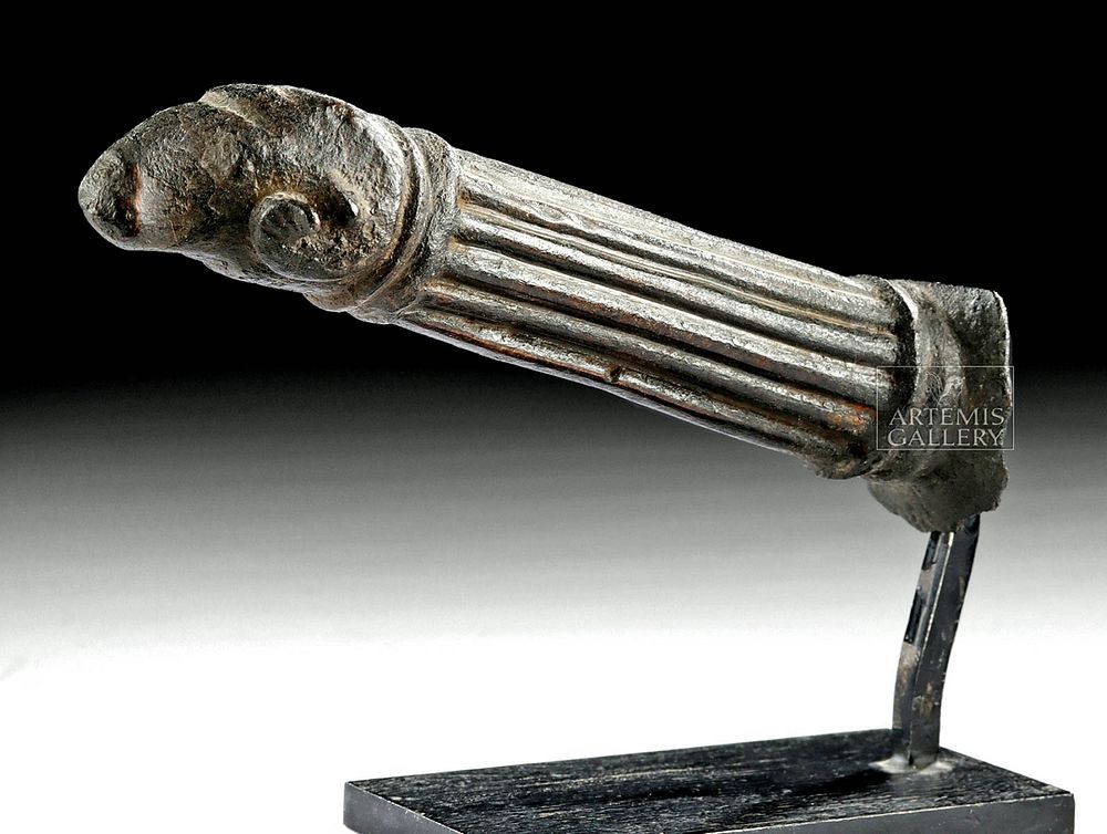 Appraisal: Roman Bronze Patera Handle Ram's Head Originally Listed At Roman