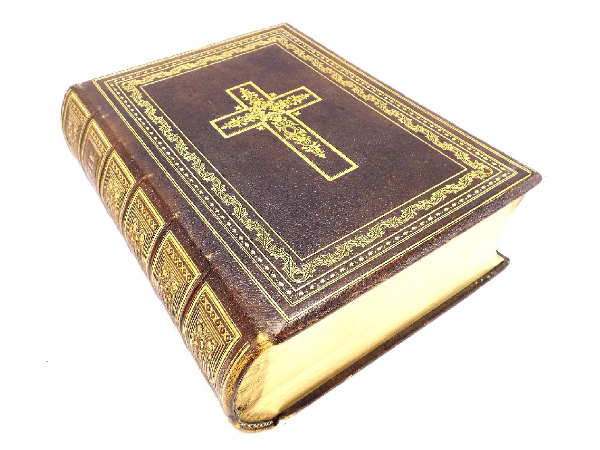 Appraisal: Large leather bound Holy Bible printed by Virtue Company of