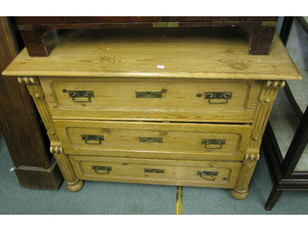 Appraisal: Pine Arts and Crafts style three drawer chest