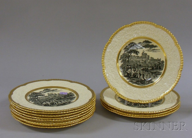 Appraisal: Set of Twelve Royal Cauldon Gilt Embossed and Transfer Decorated