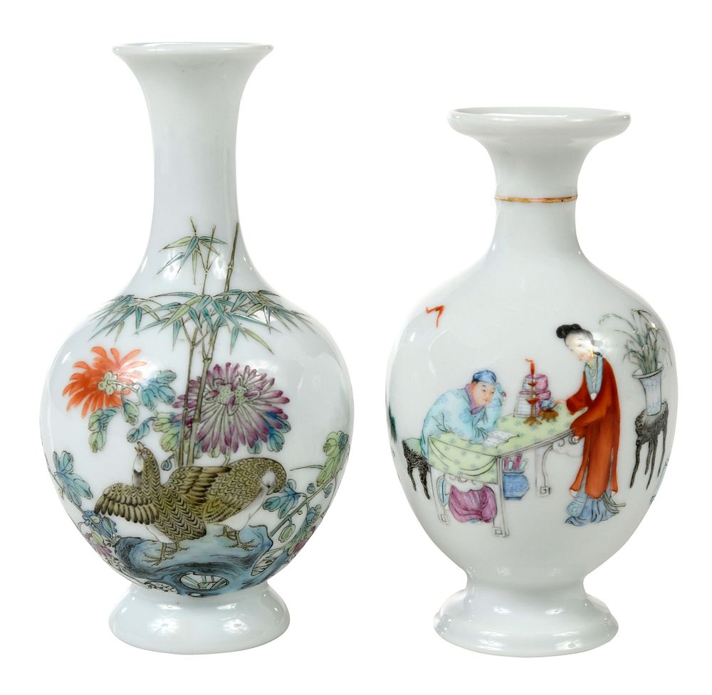 Appraisal: Two Republic Period Famille Rose Porcelain Vases each with iron