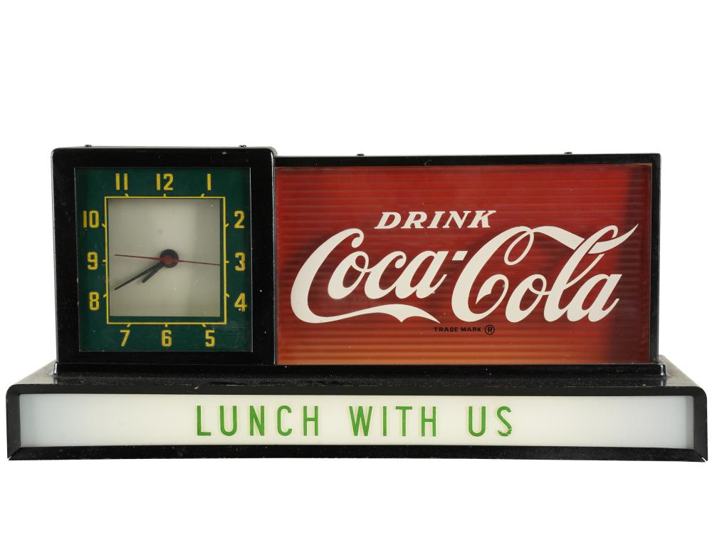 Appraisal: COCA-COLA LUNCH WITH US CLOCK ADVERTISMENTwith electrical outlet cord Condition