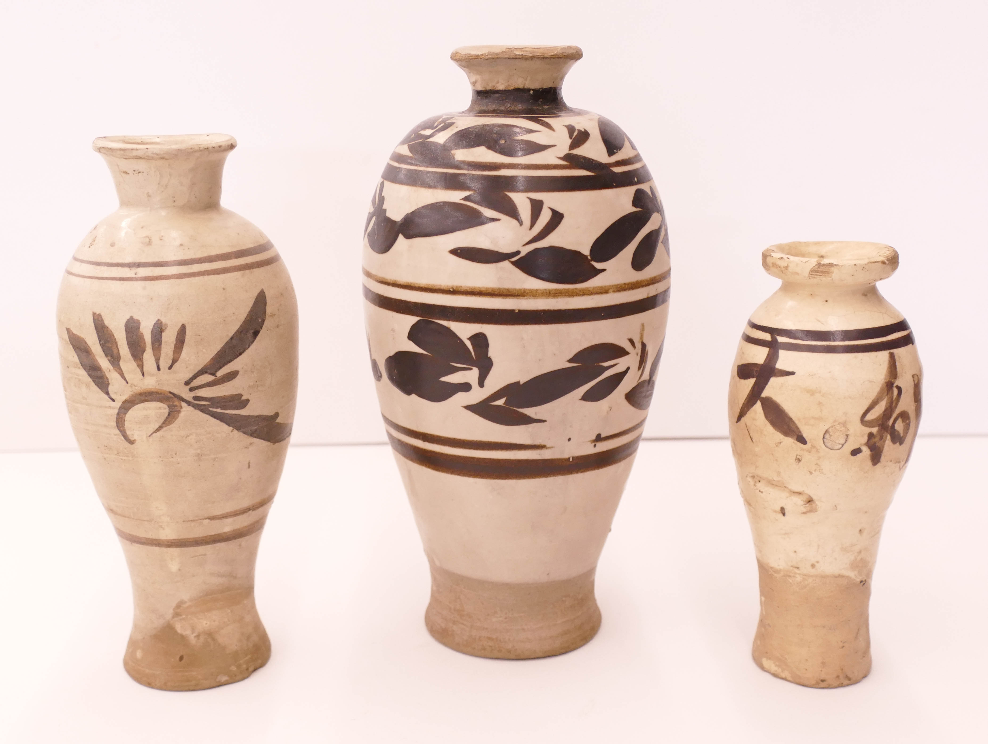 Appraisal: pc Chinese Yuan Cizhou Decorated Vases '' to '' Includes