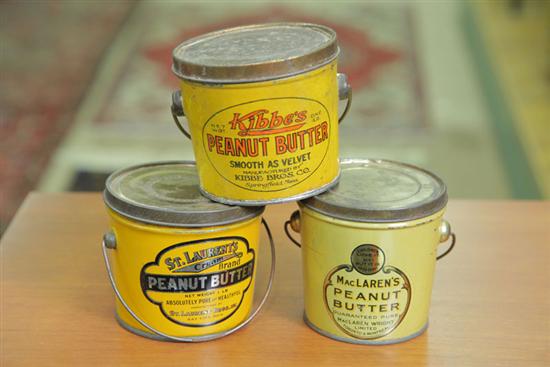 Appraisal: THREE PEANUT BUTTER TINS ''Maclarens'' '' h ''St Laurent's'' ''