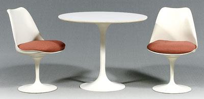 Appraisal: Three pieces Saarinen furniture Tulip design two chairs white plastic