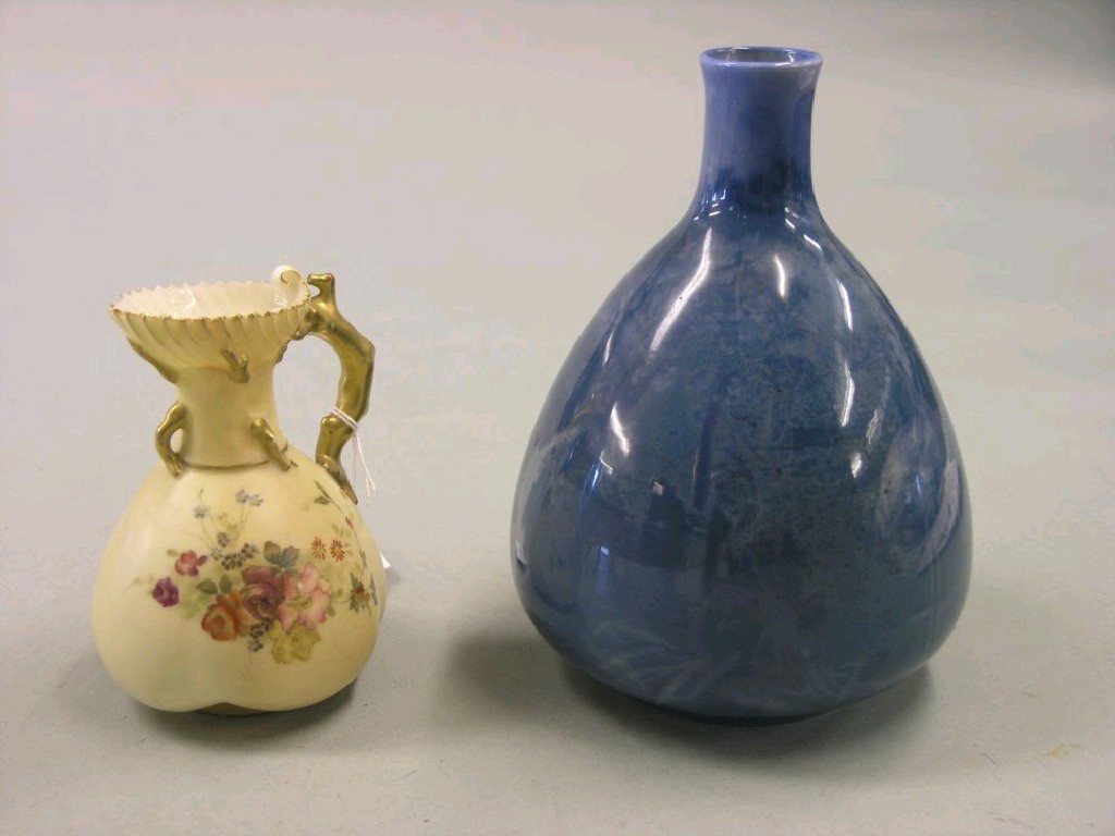 Appraisal: A Royal Worcester Sabrina Ware jug mottled green-blue glaze effect