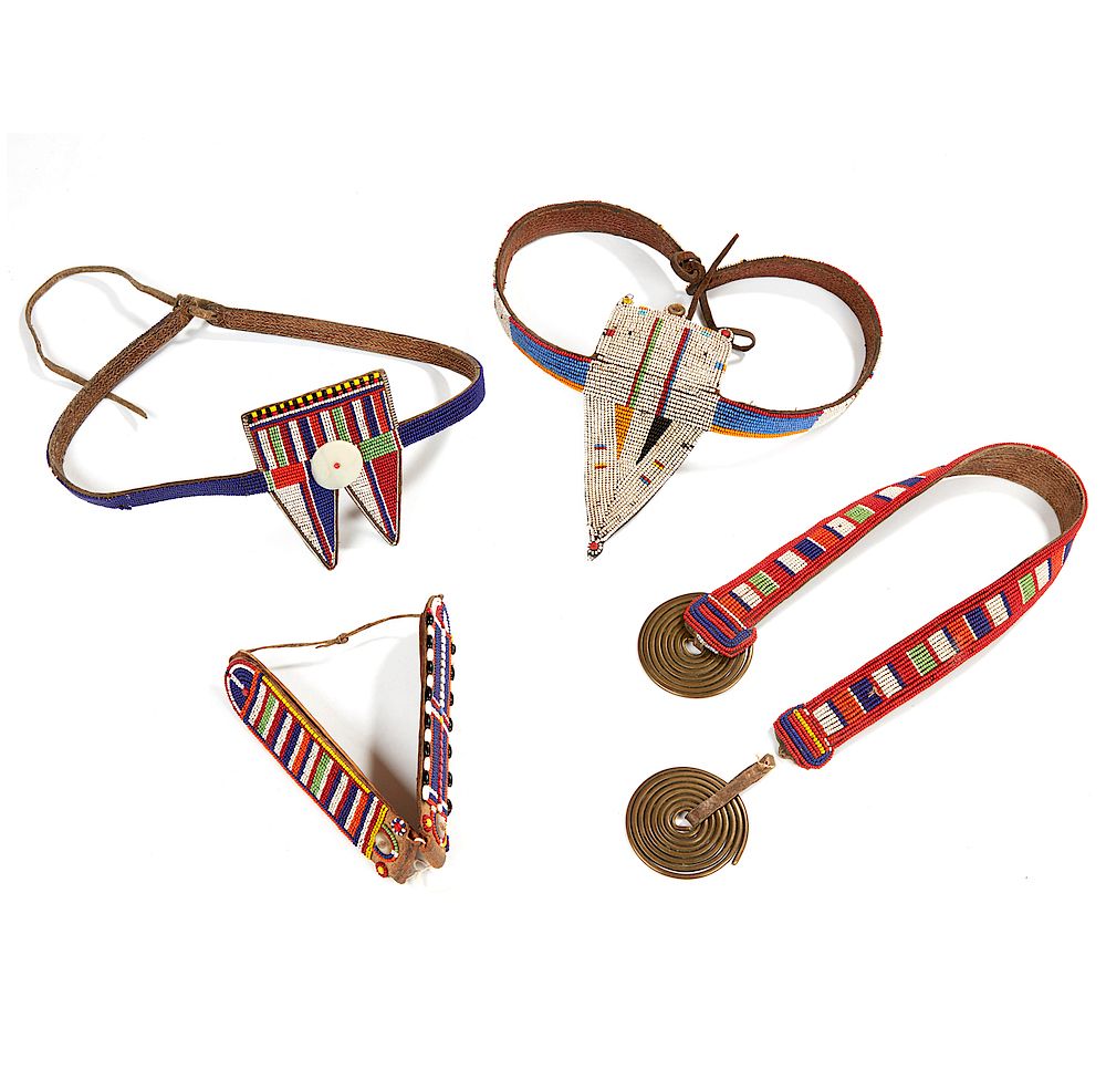 Appraisal: Two Maasai Tanzania Belts for Moran Warrior Beaded Neck Piece