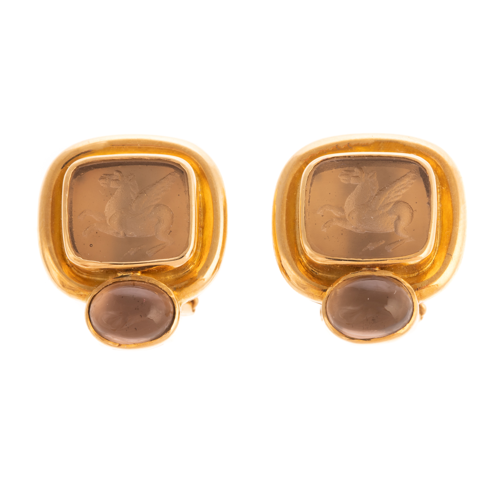 Appraisal: A PAIR OF ELIZABETH LOCKE K INTAGLIO EARRINGS K yellow