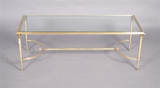 Appraisal: A Bronze Coffee Table with Glass Top Height x width