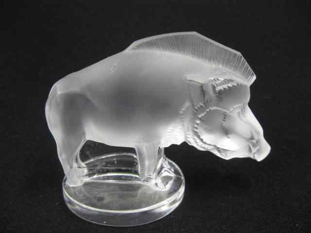 Appraisal: Lalique Crystal Figural Paperweight wild boar '' x '' signed