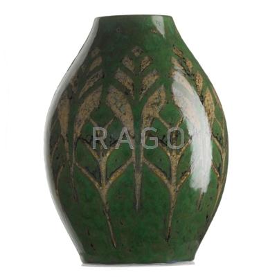 Appraisal: CHARLES CATTEAU BOCH FRERES Keramis glazed stoneware vase with stylized