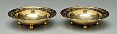 Appraisal: Pair Tiffany gilt sterling dishes round with openwork circular border