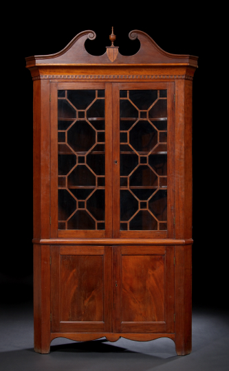 Appraisal: Vernacular American Cherrywood Corner Cupboard early th century in the