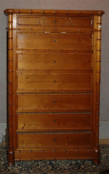 Appraisal: Faux Bamboo Decorated Fruitwood Secretaire a Abattant Estimate -