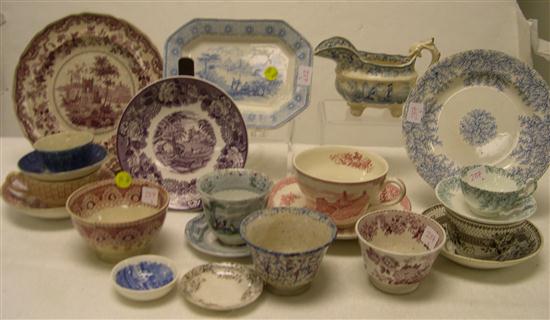 Appraisal: th century English mauve black aquamarine purple and blue transferware