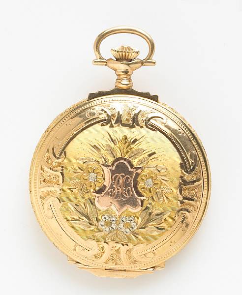 Appraisal: A k tricolor gold pocket watch Elgin