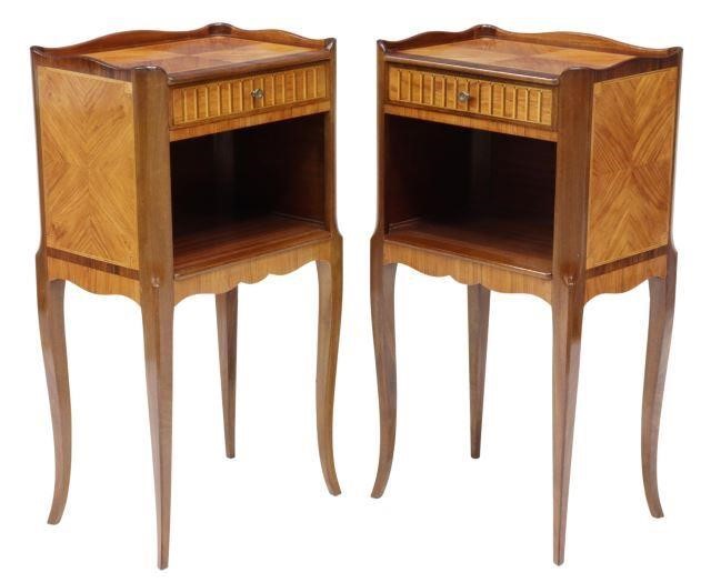 Appraisal: pair French Louis XV style mahogany nightstands th c each