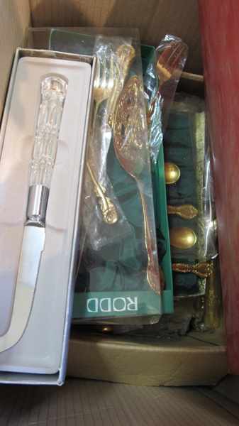 Appraisal: ONE BOX OF ASSORTED SILVER PLATE CUTLERY SOME BOXED