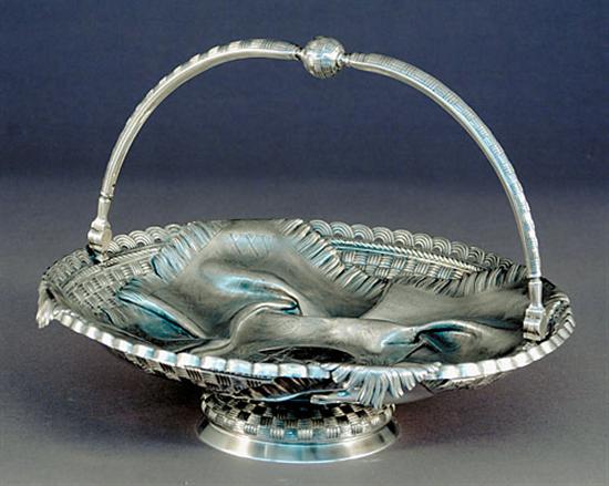 Appraisal: Fine Russian silver basket circa round pedestal form with handle