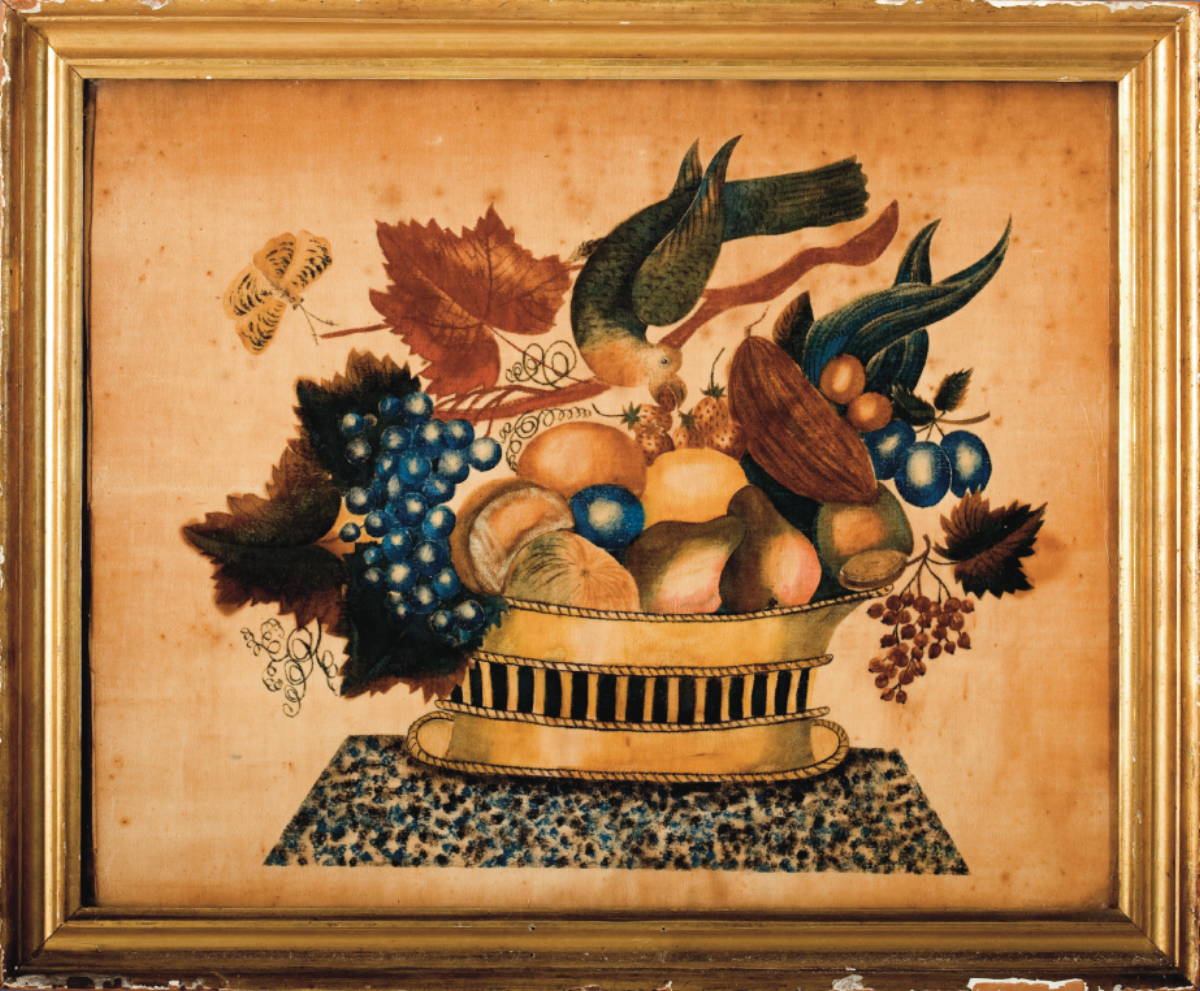 Appraisal: VELVET THEOREM OF A BASKET OF FRUIT WITH BIRD AND