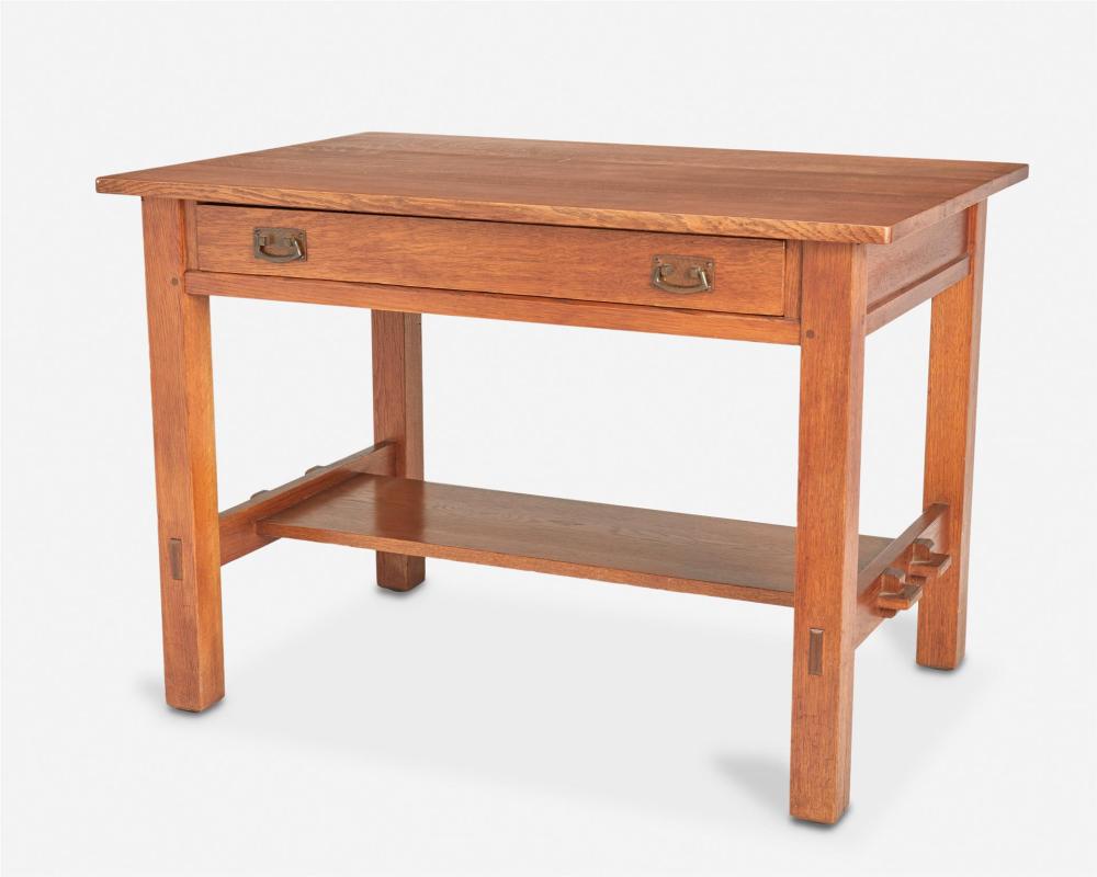 Appraisal: An L J G Stickley oak library table No Circa