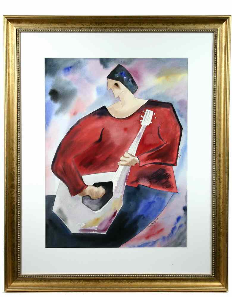 Appraisal: WATERCOLOR - 'The Guitar Player' by Leo Brooks Maine -