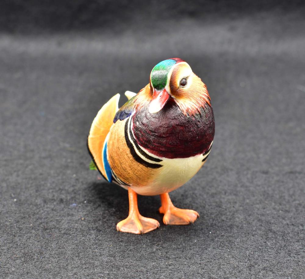 Appraisal: JAPANESE PAINTED OKIMONO OF A MANDARIN DUCK CHICKSigned Colorfully painted