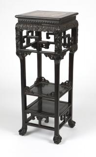 Appraisal: A carved Chinese export hardwood plant stand Late th early